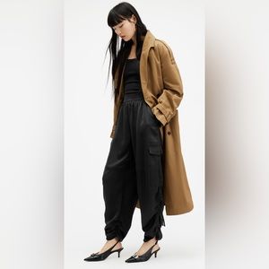 NWOT All Saints Womens Black Kaye Oversized Drawcord Pants Size Large $229 NEW!
